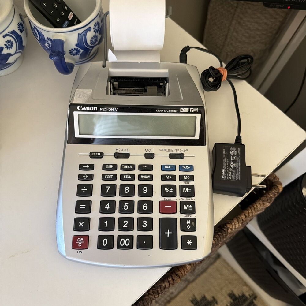 Canon P23-DH V Electronic Printing Calculator Clock and Calendar 12 Digits WORKS